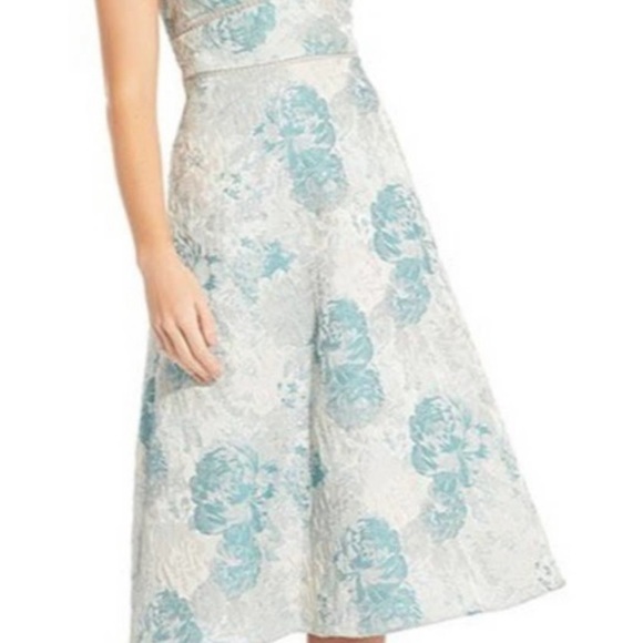 Aidan Mattox Sleeveless Floral Jacquard Fit-&-Flare Dress, Green, Size 8 - Picture 11 of 13